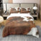 Loussiesd Kuhfell 100% Baumwolle Bettwäsche Set 135x200cm Rindsleder Dekorativ 100% Baumwolle Bettwäsche Set Home Decor Bauernhaus Western Farm Tier Skin Plaid Grid Drucken Cow Junge Weiß Brown