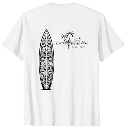 California Santa Cruz Surfer Surfbrett Rückendruck T-Shirt