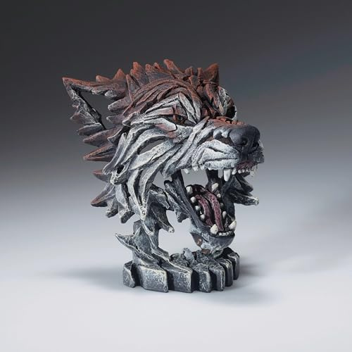 Enesco Edge skulptur varg blåra tänder byst miniatyrfigur, 10 cm, flerfärgad