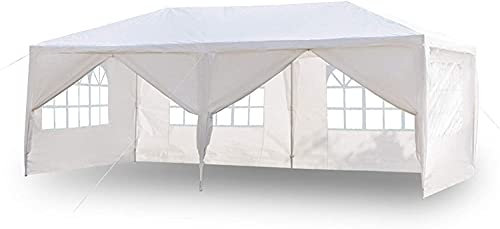 Padiglione da giardino impermeabile per esterni, 3 x 6 m, con 4 pannelli laterali, tenda regolabile con telaio in acciaio verniciato a polvere, per spiaggia, riparo istantaneo, mercatino delle pulci,