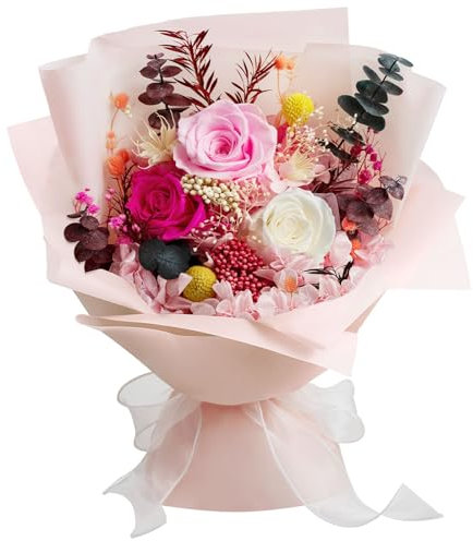 Konservierte Blumen Bouquet, Konservierte Rose Blumen für die Lieferung Prime, natürliche echte Rose dauert 1-3 Jahre, Valentinstag Muttertag Jubiläum Geburtstagsbox für Frau Mutter ihr