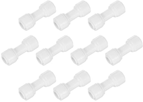 QUARKZMAN 10 Piezas Conectores de Empuje, 1/4 OD x 1/4 OD Conectores de Manguera de Aire Tubo y Manguera y Tubería Conexión Rápida Acoplamiento Recto de Plástico, Blanco (6-6mm)