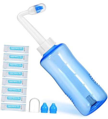 TOVINANNA Botella de Irrigación Nasal de 500ml con Flujo Suave y Material Plástico Confiable para Limpieza Nasal con Sal, Adecuada para Adultos y Sistema de Descarga Eficiente