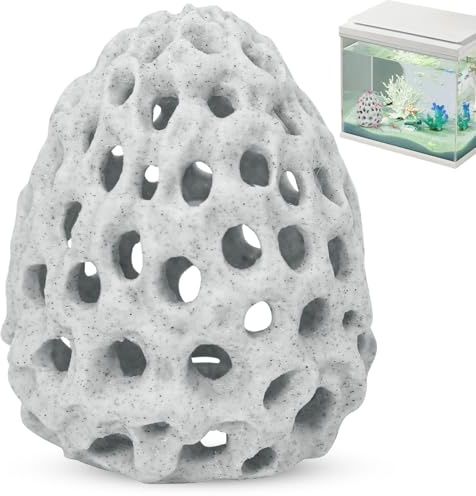 HINGTAI Shrimp Dome Hide Betta Habitat Fish Tank Tunnel with Suction Cup Aquarium Fish Cave Hideout Ornament Accessories for Shrimp Guppy Hiding Resting White