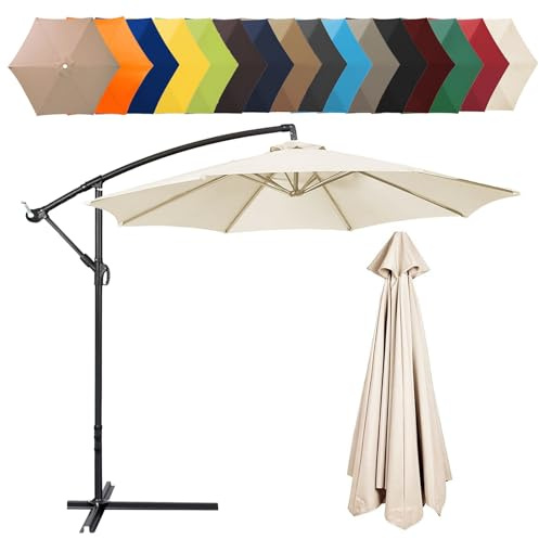 Telo Per Ombrellone Da Giardino Di Ricambio a 6/8 Stecche, Baldacchino Poliestere (Beige, 6 RIBS 300CM/9.8FT)