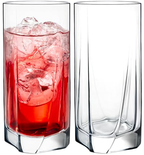KONZEPT Gläser Set 12 teilig, Longdrinkgläser, groß-280 ml, Kristallklare Trinkgläser – EU-Produktion, spülmaschinenfest, bleifrei – ideal für Wasser, Saft & Eisgetränke