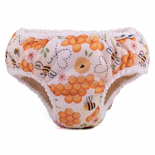 Mother-ease Big Kid Training Pants, Leak-Proof Protection, Natural Cotton, Trim Fitting, Unisex (BeeKind, L)
