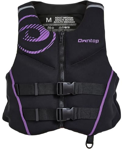 Owntop Aiuto al Galleggiamento per Adulti | Giubbotto Galleggiante in Neoprene Leggero | Gilet Sportivo Pieghevole con Doppie Cinghie di Sicurezza per Kayak, Canoa, Pesca e Paddleboarding (Viola,S)