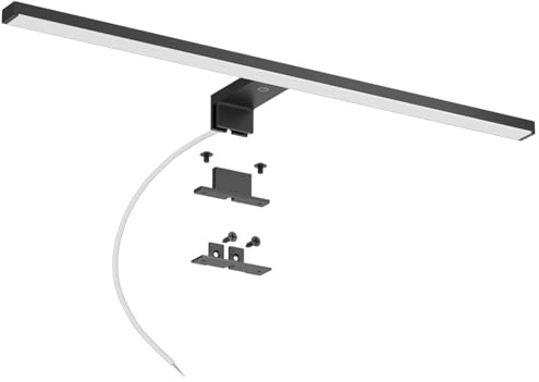 DEELUX Lámpara de Espejo Baño Con Interruptor táctil 60cm,Luz LED para espejo regulable (120 a 1200 lm) 15w,Blanco Neutro 4000K LED Armario Lámpara Luz de Pared,IP44 230V Aplique de Baño Espejo,Negro
