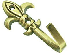 GARDINIA Ganchos decorativos para cortinas y visillos, Ganchos para atornillar, Lilie, 2 piezas, Longitud: 5,5 cm, Metal, Latón pulido