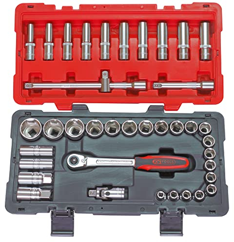 KS TOOLS - 922.0639 - Steckschlüsselsatz und Zubehör ULTIMATE 1/2 Zoll, 39-teilig – robust und praktisch – Ratsche, Stecknüsse Sechskant 8 bis 34 mm, Kardan, Verlängerungen – Profiqualität