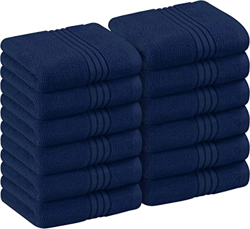 Utopia Towels - 12er Luxuriöses Waschlappen-Set aus 100% Baumwolle, saugfähig und weich, 30 x 30 cm, Seifentücher (Marineblau)