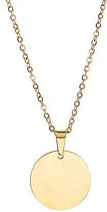 Gravado - Médaillon Unisexe en Inox - Rond - Boîte cadeau - Couleur Or - Fermoir Mousqueton - Maille Forçat