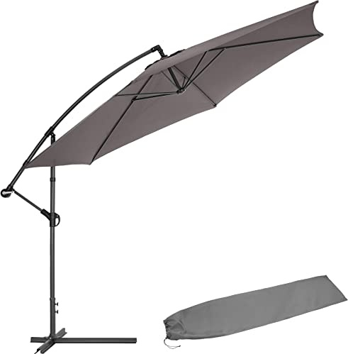 TecTake® Sombrilla, Protección UV, Inclinación Ajustable, Parasol Jardin, Sombrilla Terraza Exterior, Patio, Funda Protectora, Ventilación Superior - 3,5m Gris