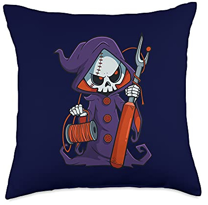 Funny Quilting Sewing Grim Reaper Seam Ripper Crafting Throw Pillow