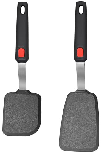 2 Pack Silicone Spatula Turner, 600°F Heat Resistant Kitchen Spatula Set for Nonstick Cookware, Cooking Utensil Set for Egg Pancake Flipper/Heat Resistant Silicone Grip
