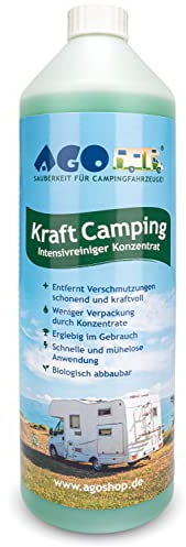 AGO Caravan Reiniger Konzentrat 1 Liter/Intensiv Wohnwagen Reiniger außen/ergiebiger Wohnmobilreiniger - entfernt hartnäckigen Schmutz & Verfärbungen