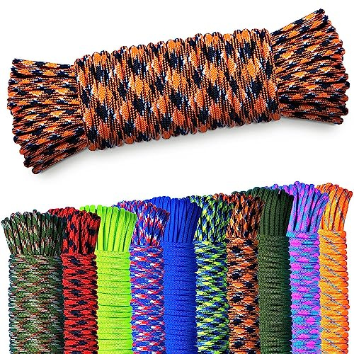 AMZoutdoor® 4 mm paracord 550 snöre | paracordsnöre | 7 kärntrådar | utomhusutrustning | utomhus camping | paracordsnören (svart-orange, 10 meter)