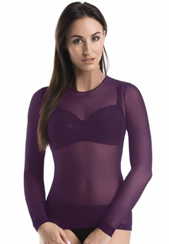 Teyli Blusa Transparente Manga Larga con Cuello Redondo – Top de Malla Femenino de diseño Ligero y translúcido.