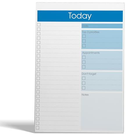 Blocco note per lista delle cose da fare, 17,8 x 25,4 cm, 52 fogli, agenda giornaliera per lista di controllo della produttività (1 confezione)