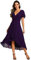 Ever-Pretty Robe D'Invité Jupe Trapèze Col en V Manches Volantées Robe Femme Chic Et Elegant Belle Robe Soirée Orchidée 36 Voilet Foncé 38