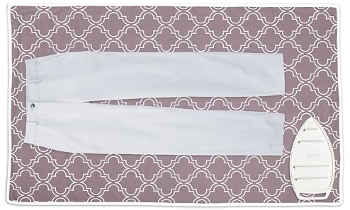 Encasa XO Ironing Mat/Pad (120x70 cm) with 3mm Padding & Silicone Iron Rest for Steam Pressing on Tabletop or Bed - Heat Resistant, Portable, Quilting & Travel Blanket - Mauve Tiles