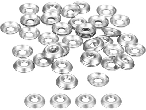 sourcing map Lot de 100 rondelles de finition fraisée #4 en acier inoxydable 304 pour vis, boulons, argent