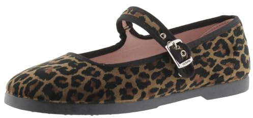 victoria Bailarinas Gong Fu Terciopelo Animal Print & Ribete Al Tono & Hebilla 1080117 para Mujer Leopardo 38