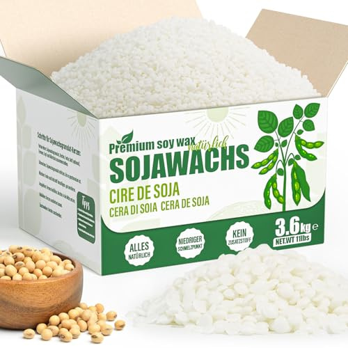 VEGISHINE Sojavax för ljus, naturligt sojavax, premium ljusvax 3,6 kg, högkvalitativt ljusvax för ljustillverkning, 1 kg, 2 kg, 5 kg, 10 kg