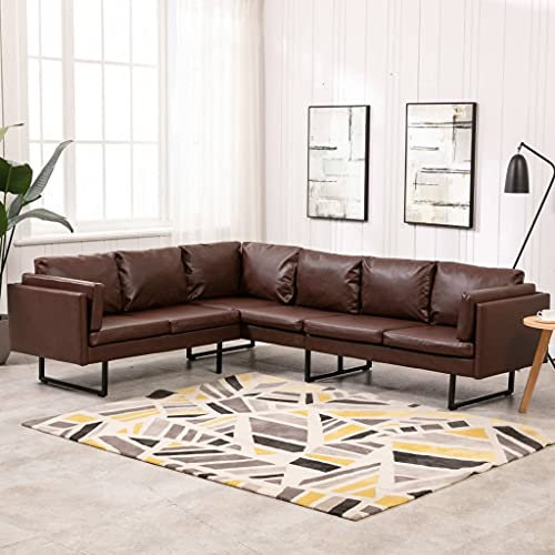 Willood Ecksofa, Sofa aus PVC Leder bezogen, Couch für jedes Zuhause Büro, Eckcouch Ledersofa Ledercouch Sitzmöbel Lounge Set Kunstleder 255 x 199,5 x 62,5 cm