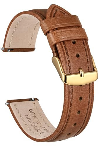 Ayadoo 18 mm Uhrenarmband aus ölgewachstem Leder, Echte Lederbänder, Braun