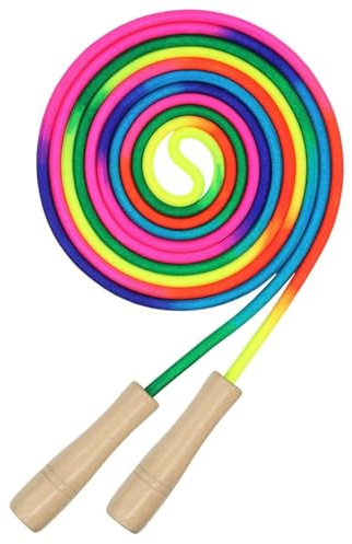 Kids Jump Rope Wooden Colorful Adjustable 5.5 Yard Long Double Dutch Jump Rope for Student Sports Equipment Kids Long Double Dutch