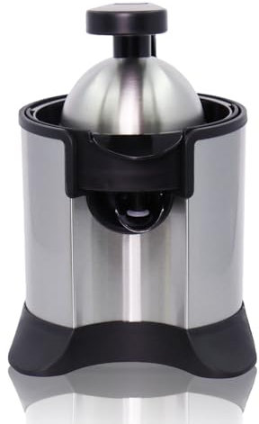 SUPERLEX Spremiagrumi elettrico da 60 W, in acciaio inox, manuale, professionale, efficiente estrazione di agrumi, spremiagrumi per arancioni, limoni, argento, contenitore rimovibile per la famiglia e