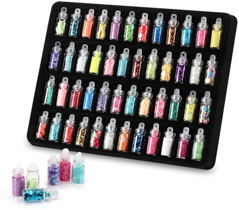 48 nuances de paillettes, mini paillettes, idéales pour les décorations de fête, le nail art, le maquillage, les loisirs créatifs et la fabrication de cartes