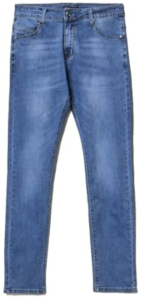 N+1 Jeans Uomo Slim Fit Elasticizzati 5 Tasche Slavati Taschino 46 48 50 52 54 56 (62 - Denim Chiaro)