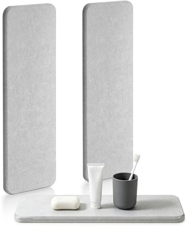 Hahorpa 2 Piezas Alfombrilla Diatomita Cocina Fregadero, Piedra Diatomita de Agua Absorbente y Eliminadora de Humedad, Alfombra de Piedra de Secado Rápido para Lavabo de Baño 22 x 7 cm