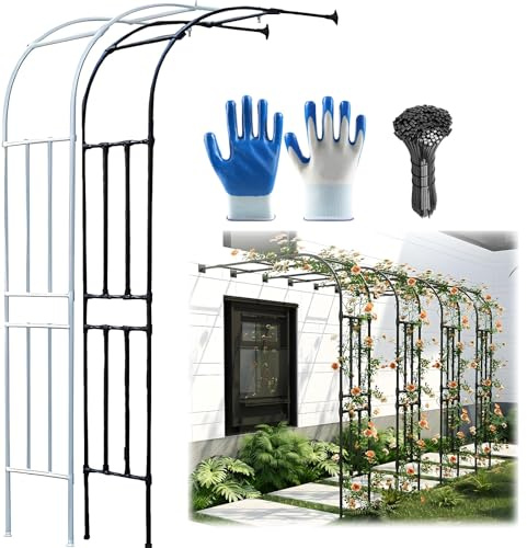 Vit trädgårdsbågspaljé för bröllopsblommor 1,8 m x 2,4 m (5,9 fot x 7,8 fot) metall rosstöd utomhus dekor evenemang berså perfekt för trädgård och blommiga displayer