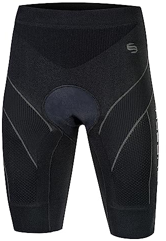 BRUBECK Fahrradhose Herren kurz Kurze Bike Hose gepolstert Schwarze Radlerhose für Männer Thermo Radhose mit Sitzpolster Fahrradshorts Triathlon Outdoor Gr. XXL, LB00120