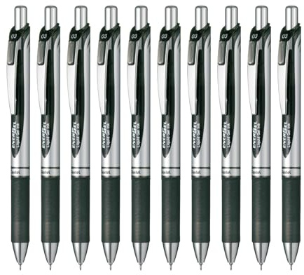 10pcs Pentel BLN73 EnerGel 0.3mm Retractable Liquid Gel Roller Pen (Box Set) - Black Ink