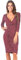 KRISP Women Polka Dot Wrap Midi Dress V-Neck 3/4 Sleeve (Wine, 12), 6487-WIN-12