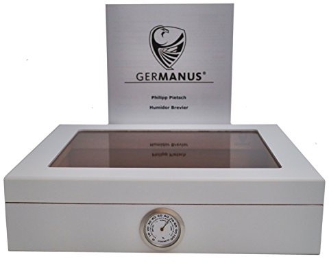 GERMANUS Sigari Humidor Mensalla con Igrometro e Umidificatore Manuale, Bianco