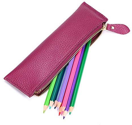 BTSKY Mäppchen aus weichem Echtleder Vintage-Design violett