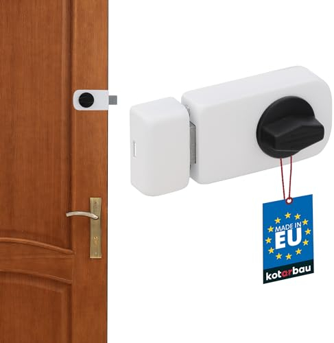 KOTARBAU® Serrure Supplémentaire 50 mm Blanche Verrou de Porte à Bouton Tournant Sécurité Supplémentaire sans Cylindre