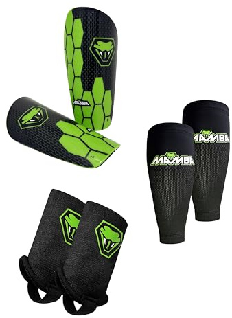 Mamba Ultimatives Schienbeinschoner-Set | Schienbeinschoner, Knöchelschoner & Kompressionshülsen, Flexibilität & Schutz | Kinder/Erwachsene | Tolles 3-Teiliges Design (XS)
