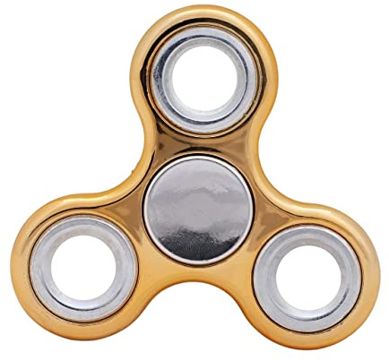 Toyland® Fidget Hand Spinner - Alivio del estrés y la ansiedad - Colores Surtidos (Anillos metálicos Dorados y Plateados)