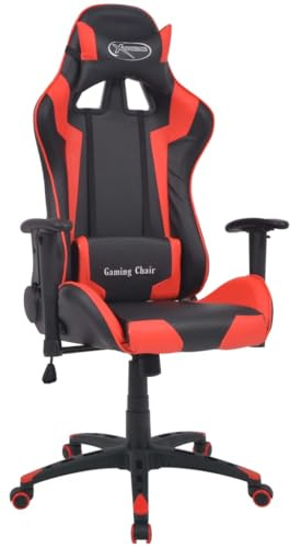 VIHHQGC Xtreme - Sedia da ufficio, inclinabile, con cuscino cervicale e lombare, ergonomica, in ecopelle, colore rosso, 5 ruote e altezza regolabile, design sportivo per home office