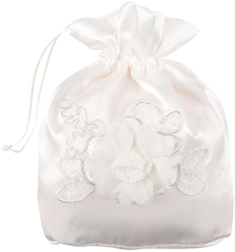 COHEALI Satin Bridal Drawstring Handbag Wedding Purse for Bride Bridesmaid Candy Favor Bag Floral Decorative Wedding Gift Bag 8.85X8.66X0.19In