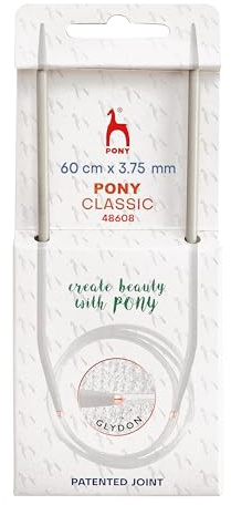 3.75mm Circular Knitting Needles Pony Classic Fixed Cables- 40cm, 60cm, 80cm, 100cm (60cm Cable)