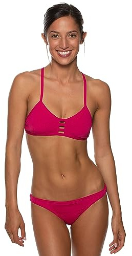 Jolyn Europe Low-Rise Bikini Bottom, Medium Coverage Women's Athletic Swimsuit Bottom, Sport Bathing Suit Bottom, Dragon Fruit, S