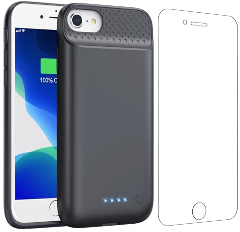Akkuhülle für iPhone 6/6s/7/8/SE (2020/2022)-4,7, 7000mAh Powerbank Hülle Zusatzakku Akku Case Akku Ladehülle Handyhülle Akku Battery Case für iPhone 6 /6s/ 7/ 8/ SE-4,7 Akku Hülle
